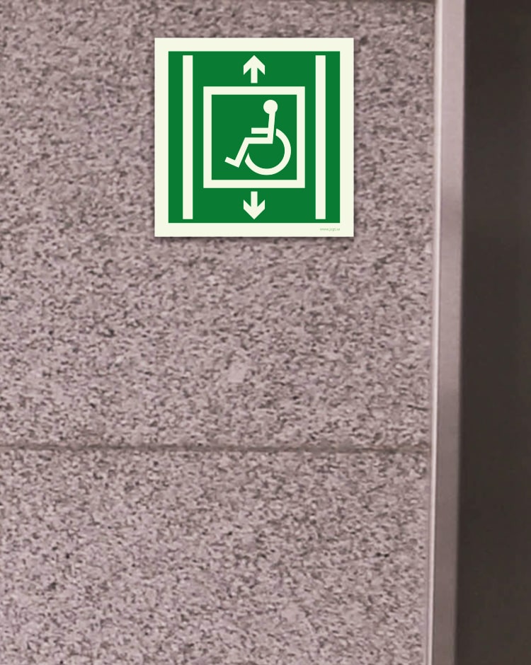 Nödutgångsskylt för säker hiss