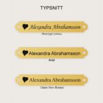 Sadelskylt i mässig med ett hjärta med typsnittsalternativ