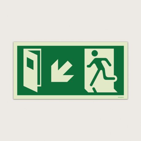 Utrymningsskylt Dörr ner till vänster