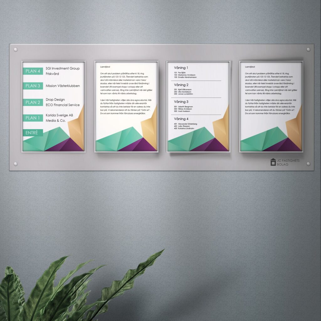 Aluminiumplatta med fyra skyltramar