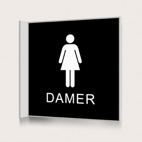 Flaggskylt Toalett Damer Svart 150 x 150 mm