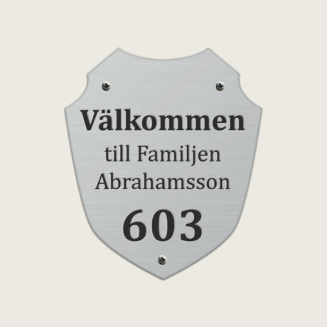 Dörrskylt Sköld i aliuminium jcgt4821