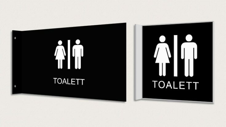Flaggskyltar för toaletter