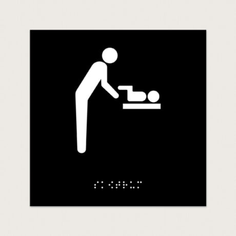 Taktilt Piktogram utan text Skötrum braille svart raka hörn