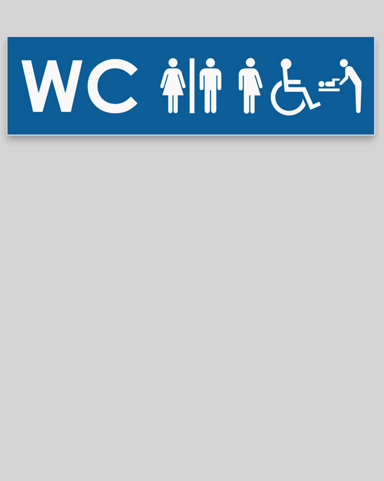 WC-skylt på offentlig toalett