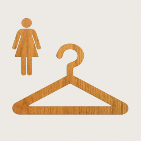 Konturskuret piktogram Omklädning damer trä