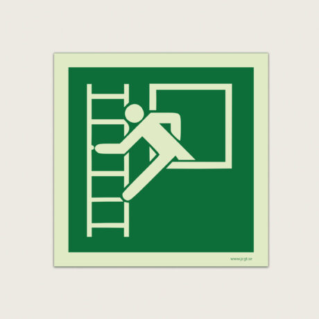 Nödskylt utrymningsfönster utrymningsfönster med stege