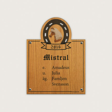 Boxskylt Hästsko Hästprofil i Trä