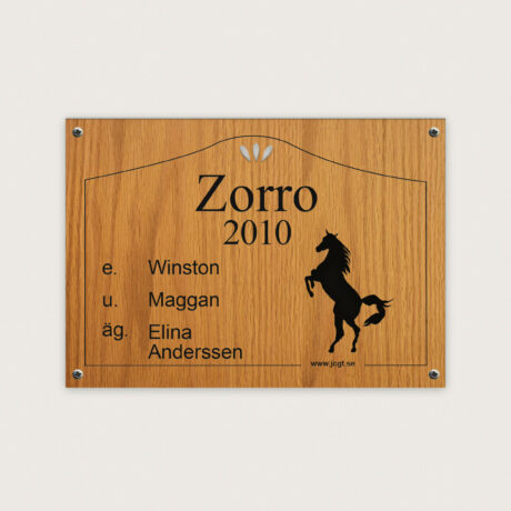 Boxskylt Stegrande häst i Trä