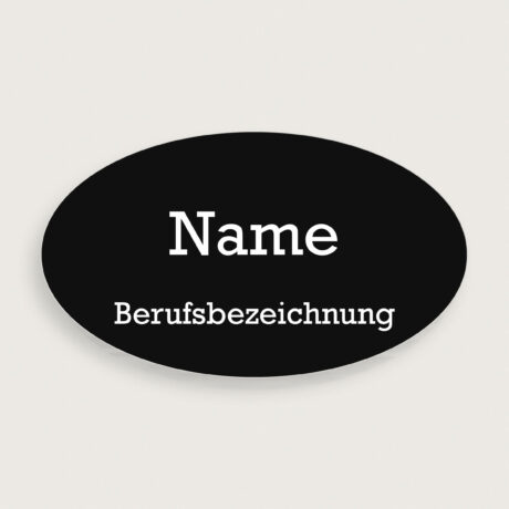 Namesschild oval schwarz metall 59 x 34 mm jcde5205-s