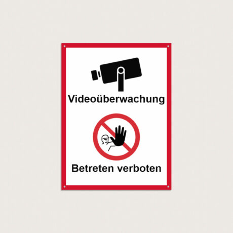 Videoüberwachung Betreten verboten schild aus Metall 240 x 320 mm