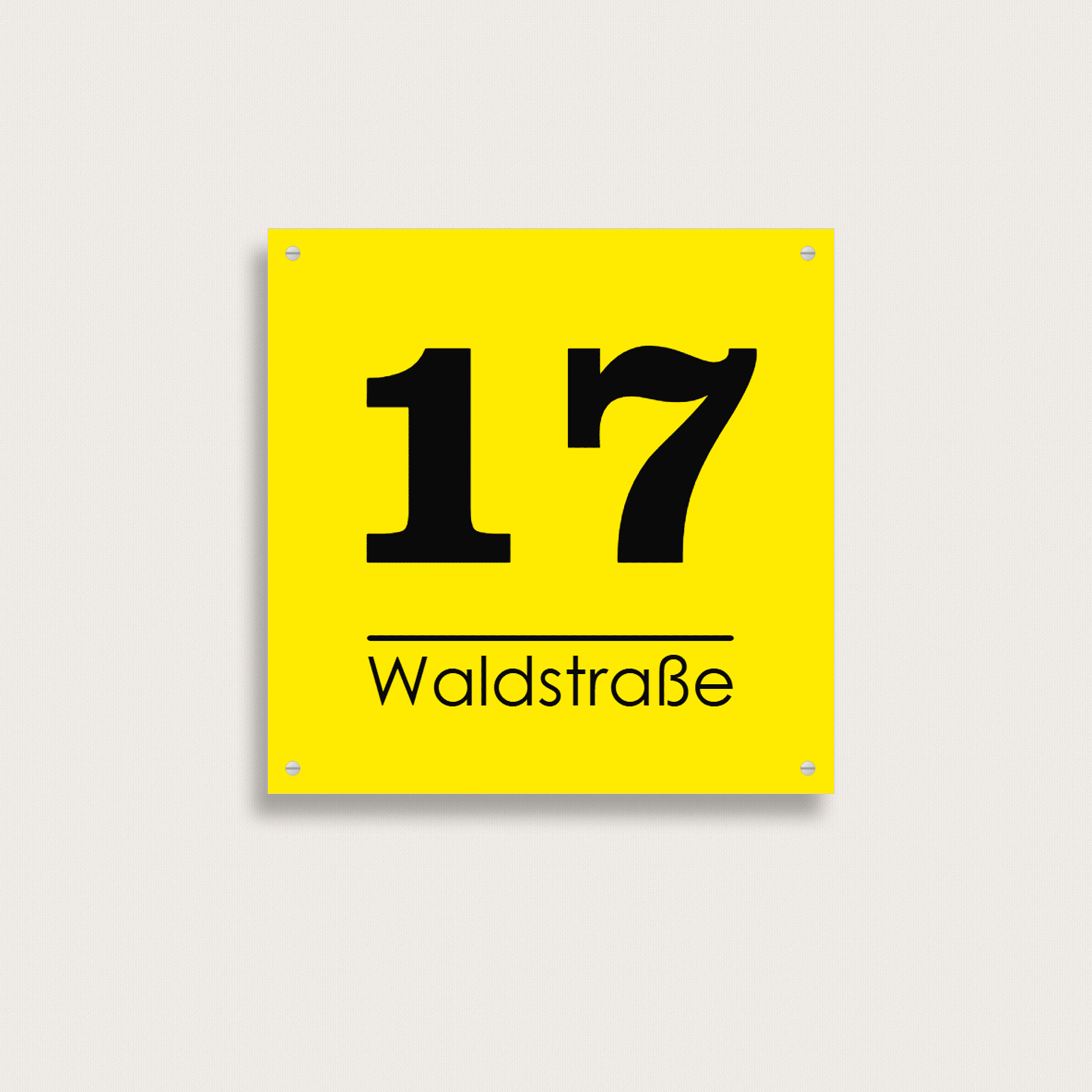 Briefkastenschild aus Aluminium, Hausnummer, 150 x 150 mm