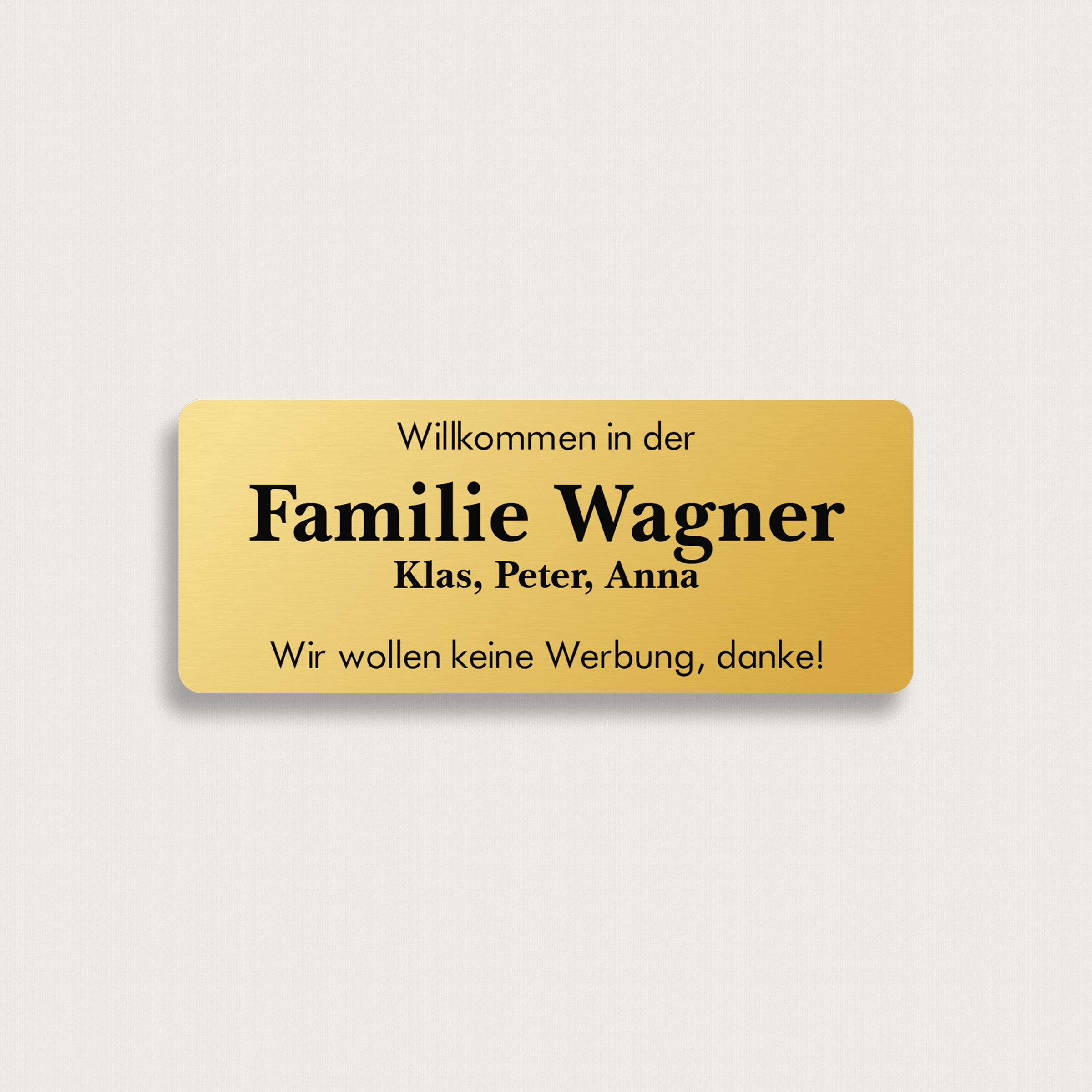 Briefkastenschild familie aus Messing 150 x 60 mm