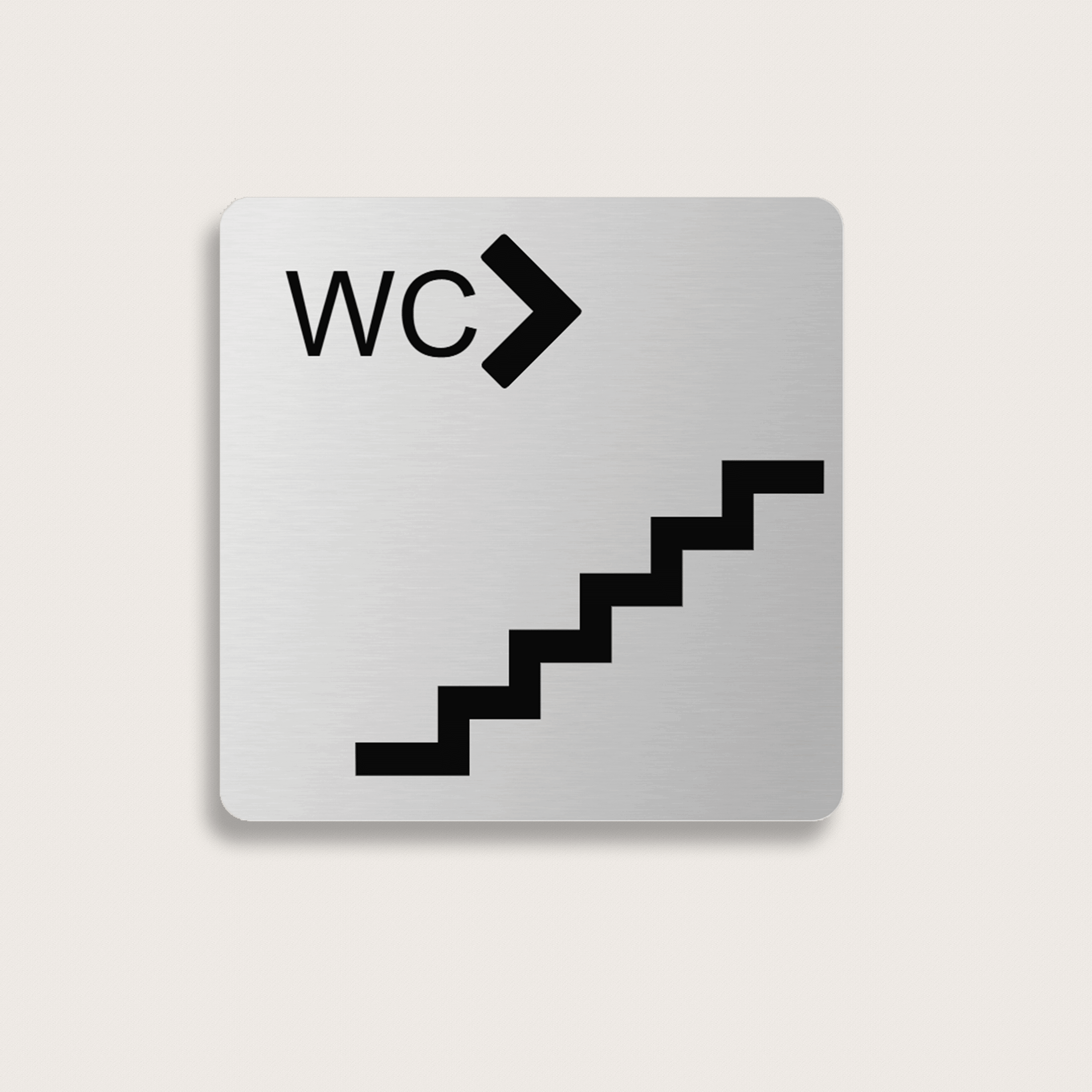 WC-Schild, Treppe hoch, aus Aluminium 150 x 150 mm