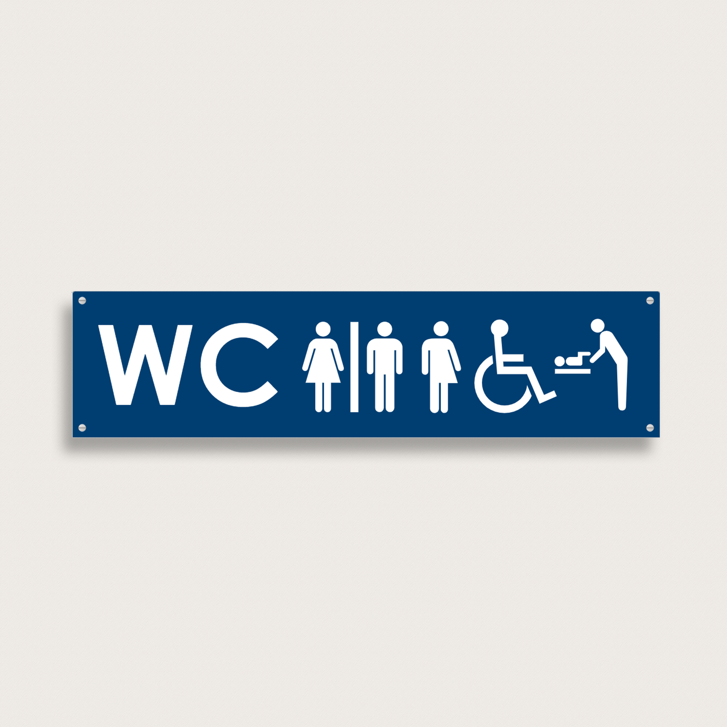 WC schild aus Kunststoff 300 x 75 mm