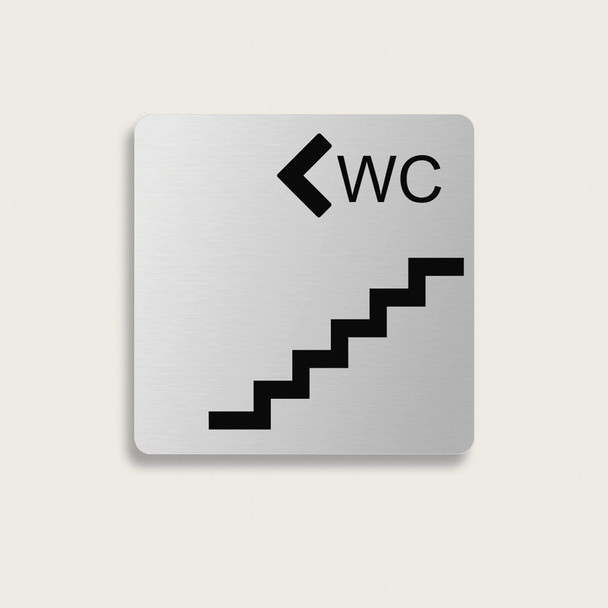 WC schild, treppe runte, aus Aluminium 150 x 150 mm