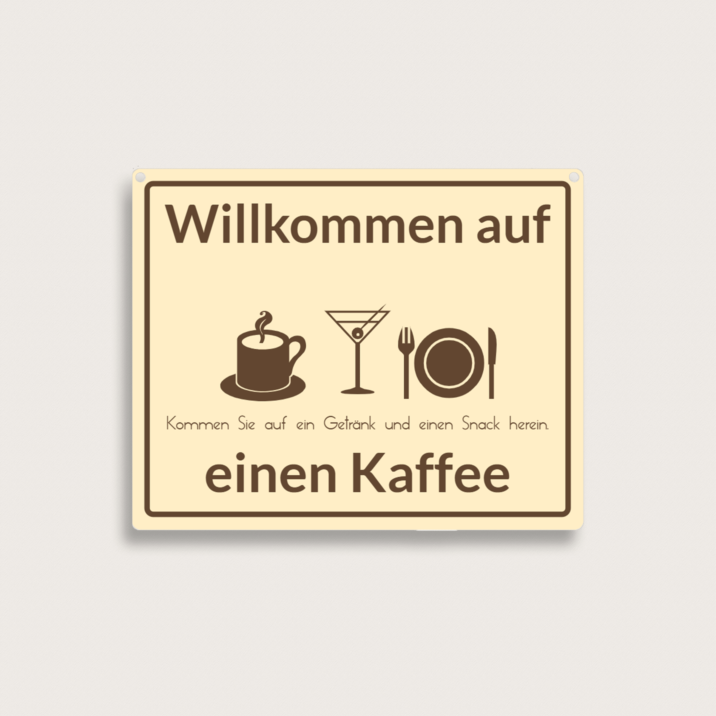 Willkommensschild Kaffee aus Kunststoff 250 x 200 mm