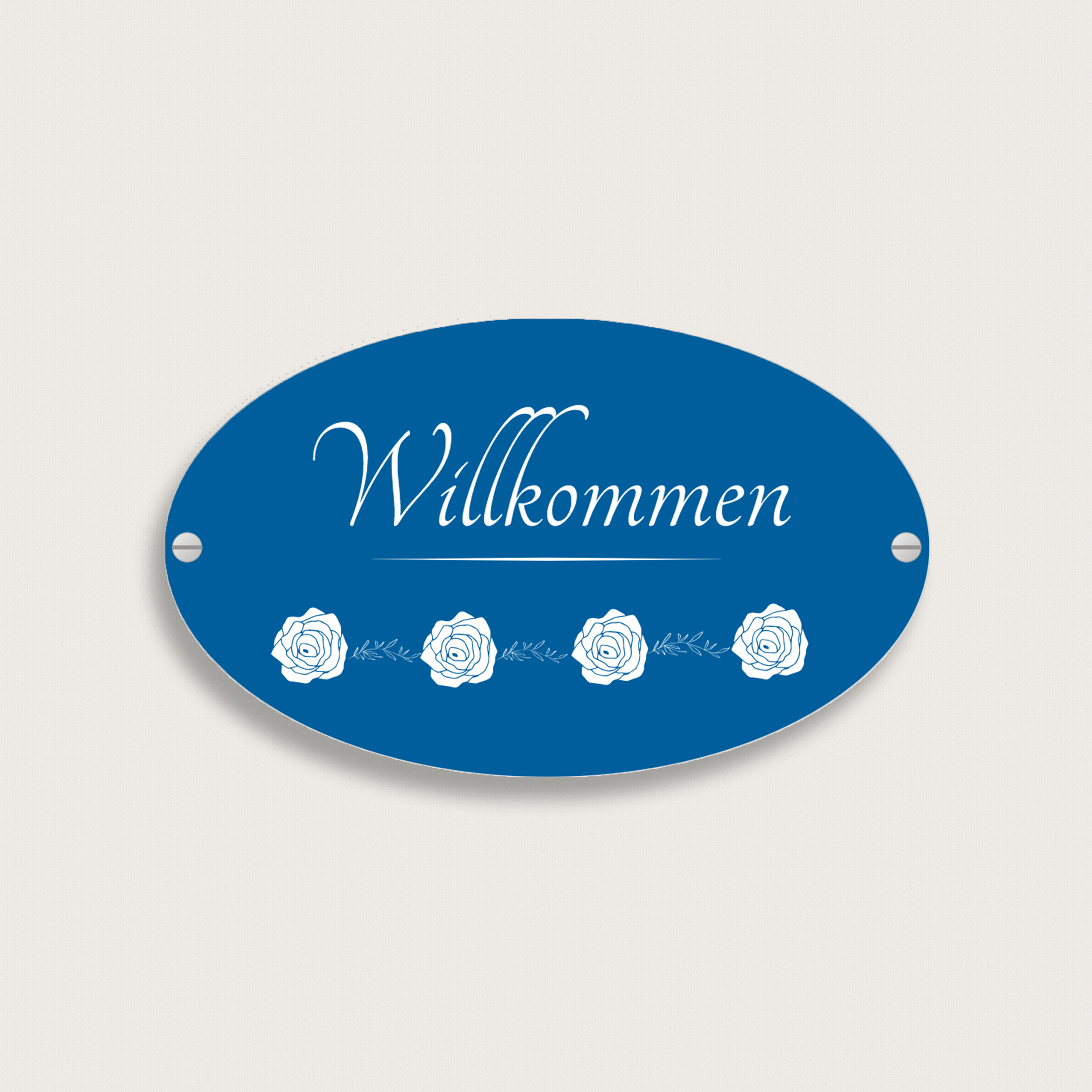 Willkommensschild aus Kunststoff 100 x 60 mm