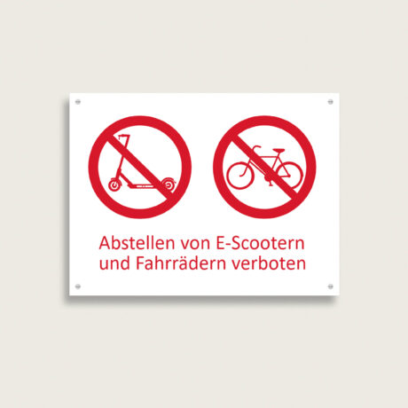 Parkverbotsschild E-Scooter & Fahrrad aus Kunststoff 200 x 150 mm