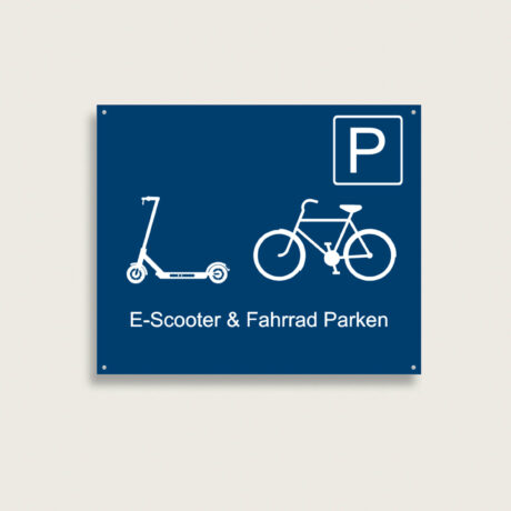 Parkplatzschild E-Scooter Fahrrad aus Kunststoff 300 x 250 mm