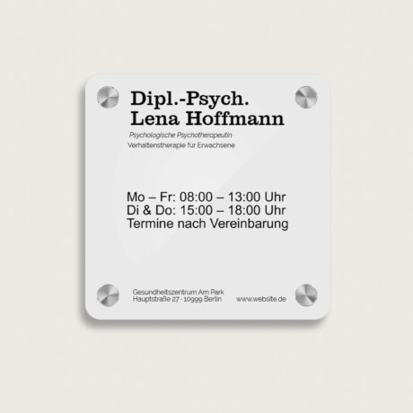 Praxisschild aus Acryl 150 x 150 mm