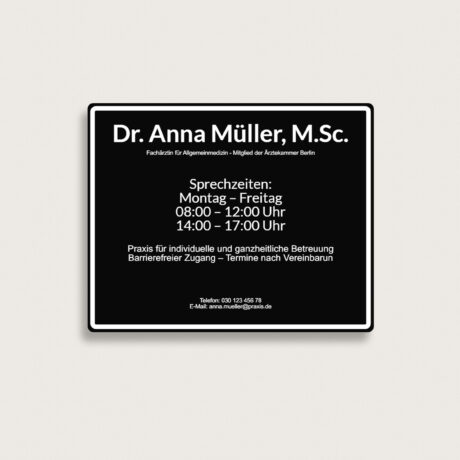 Praxisschild aus Kunststoff 250 x 200 mm