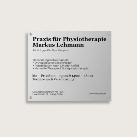 Praxisschild aus Metall 300 x 250 mm