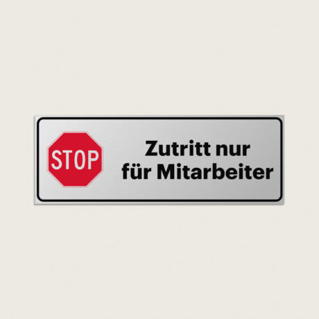 Zutritt nur für Mitarbeiter schild aus metall 225 x 80 mm