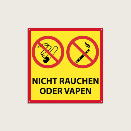 Nicht rauchen oder vapen schild aus Metall 300 x 300 mm