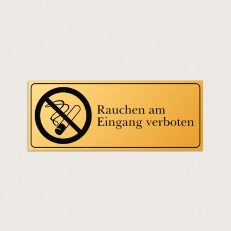Rauchen am Eingang verboten schild aus Messing