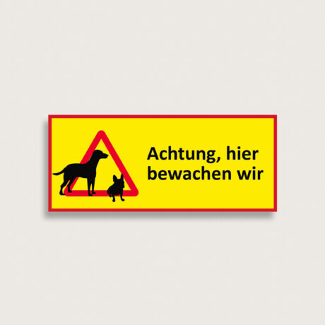 Warnschild „Hier wird bewacht“ aus Metall, 400 x 170 mm