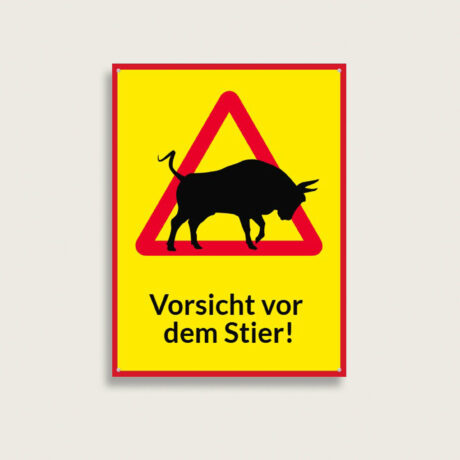 Warnschild „Vorsicht Stier“ aus Metall 250 x 300 mm
