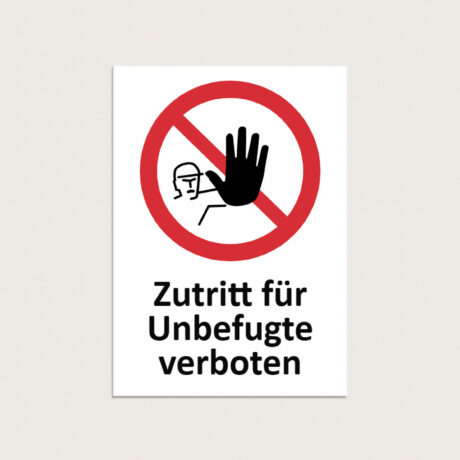 Zutritt für Unbefugte verboten schild aus Metall 210 x 297 mm