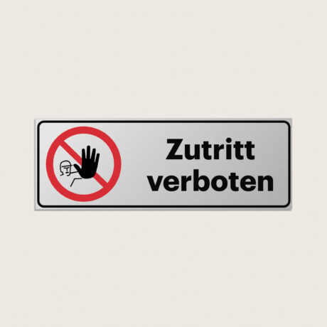Zutritt verboten schild aus Metall 225 x 80 mm