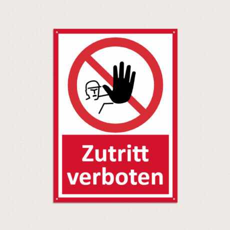 Zutritt verboten schild aus Metall 250 x 350 mm